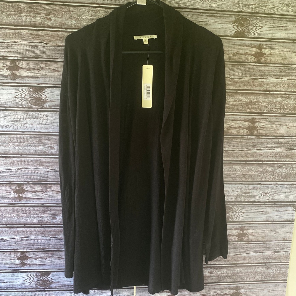 Cyrus Women's Long-Sleeved Open-Front CardiganSize M Black Lightweight NWT